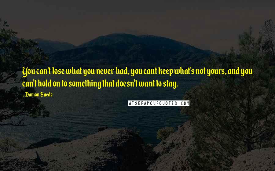 Damon Suede Quotes: You can't lose what you never had, you cant keep what's not yours, and you can't hold on to something that doesn't want to stay.