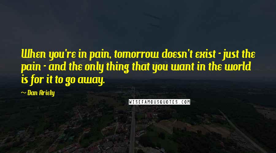 Dan Ariely Quotes: When you're in pain, tomorrow doesn't exist - just the pain - and the only thing that you want in the world is for it to go away.