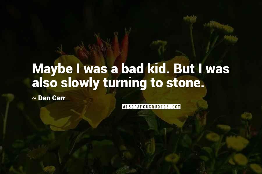 Dan Carr Quotes: Maybe I was a bad kid. But I was also slowly turning to stone.