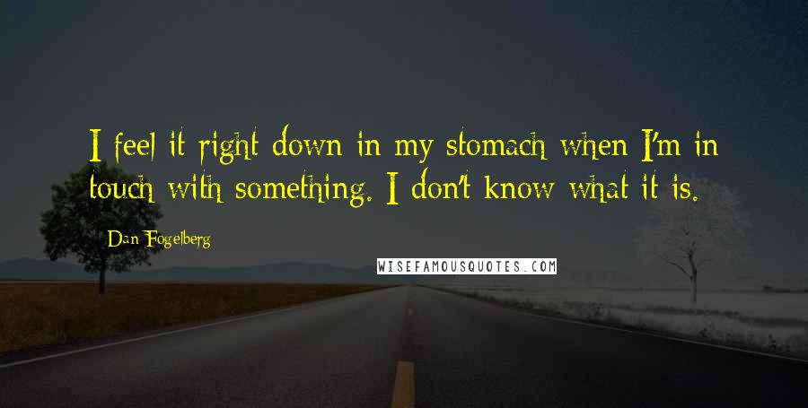 Dan Fogelberg Quotes: I feel it right down in my stomach when I'm in touch with something. I don't know what it is.