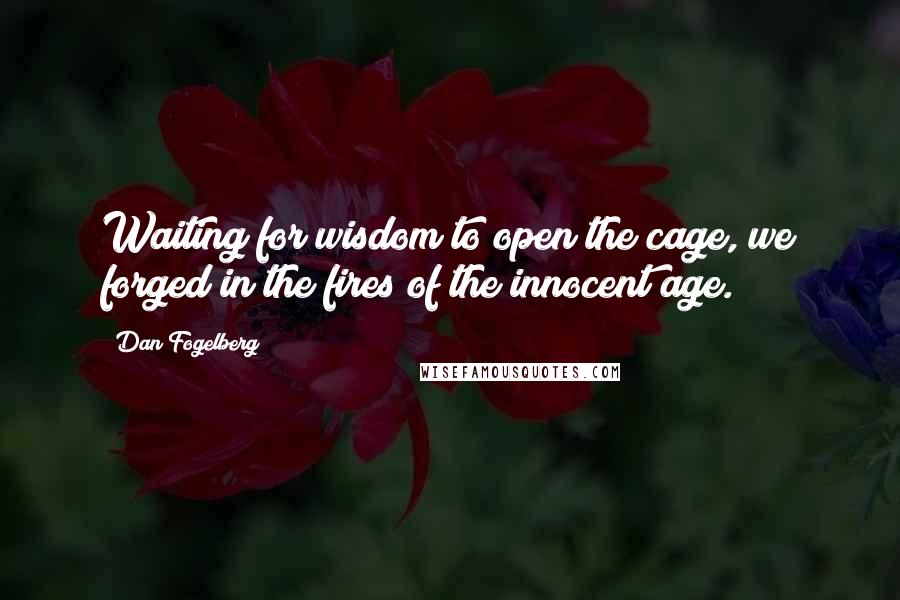 Dan Fogelberg Quotes: Waiting for wisdom to open the cage, we forged in the fires of the innocent age.