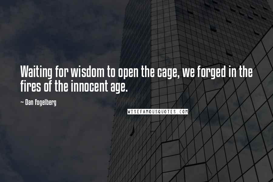 Dan Fogelberg Quotes: Waiting for wisdom to open the cage, we forged in the fires of the innocent age.