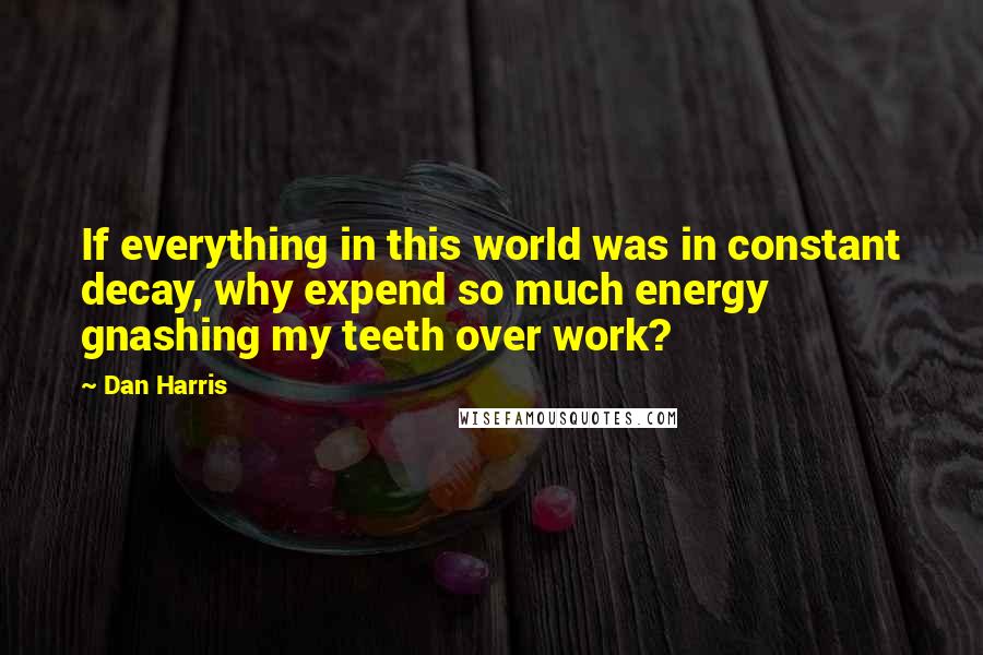 Dan Harris Quotes: If everything in this world was in constant decay, why expend so much energy gnashing my teeth over work?