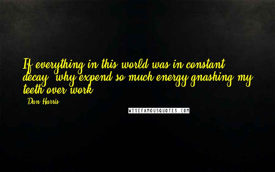 Dan Harris Quotes: If everything in this world was in constant decay, why expend so much energy gnashing my teeth over work?