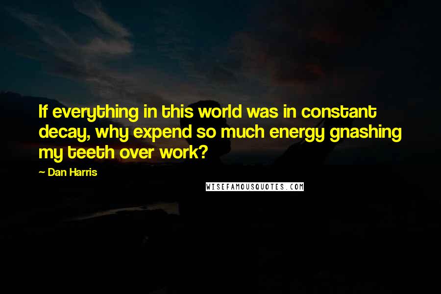 Dan Harris Quotes: If everything in this world was in constant decay, why expend so much energy gnashing my teeth over work?