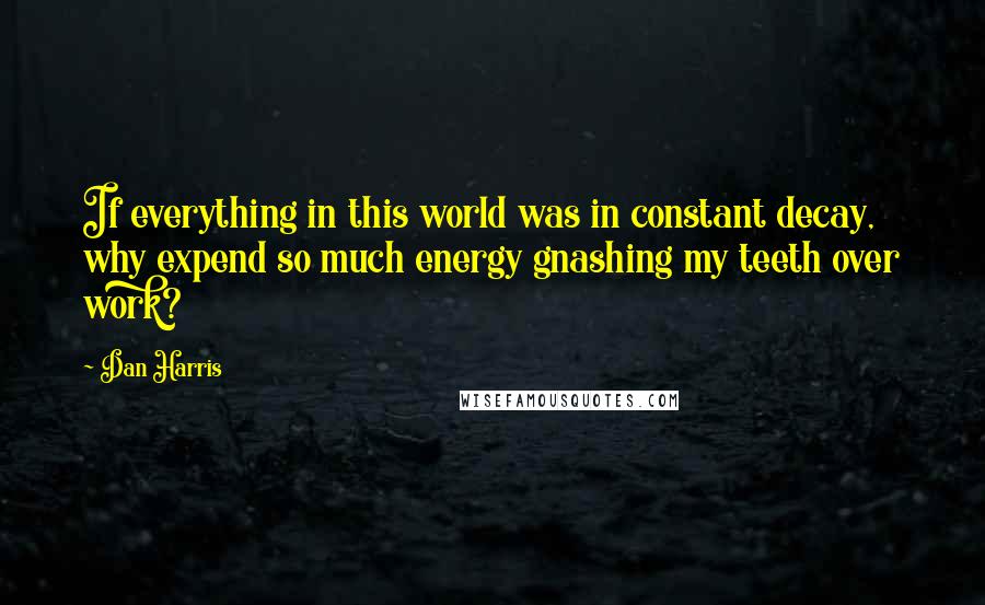 Dan Harris Quotes: If everything in this world was in constant decay, why expend so much energy gnashing my teeth over work?