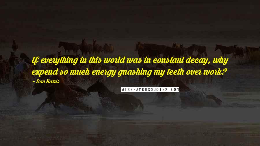 Dan Harris Quotes: If everything in this world was in constant decay, why expend so much energy gnashing my teeth over work?