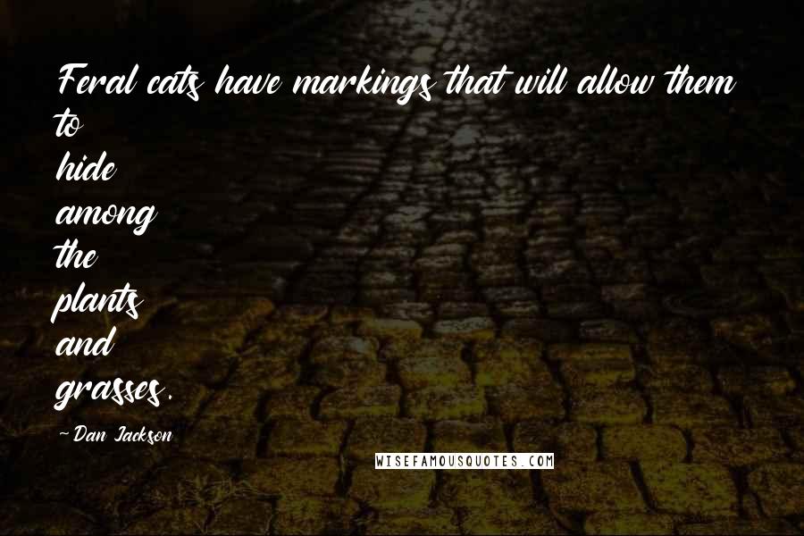 Dan Jackson Quotes: Feral cats have markings that will allow them to hide among the plants and grasses.