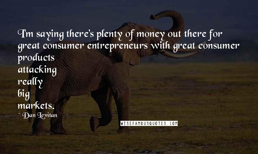 Dan Levitan Quotes: I'm saying there's plenty of money out there for great consumer entrepreneurs with great consumer products attacking really big markets.