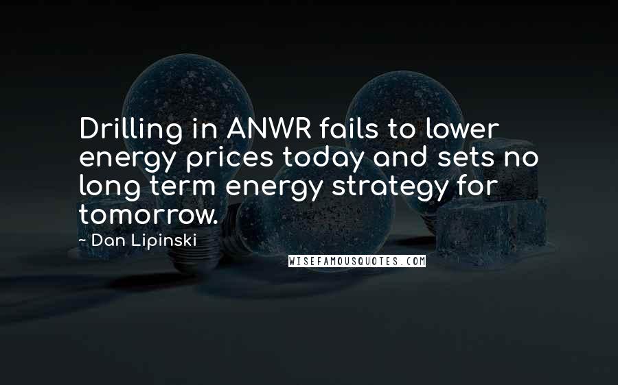 Dan Lipinski Quotes: Drilling in ANWR fails to lower energy prices today and sets no long term energy strategy for tomorrow.