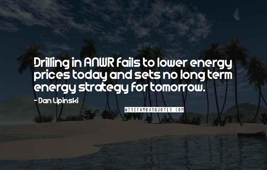 Dan Lipinski Quotes: Drilling in ANWR fails to lower energy prices today and sets no long term energy strategy for tomorrow.