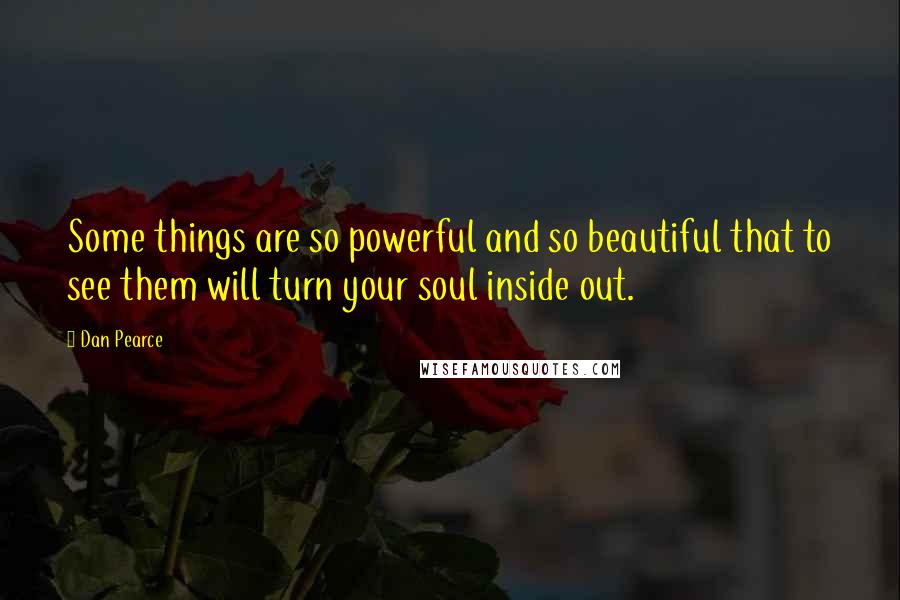 Dan Pearce Quotes: Some things are so powerful and so beautiful that to see them will turn your soul inside out.