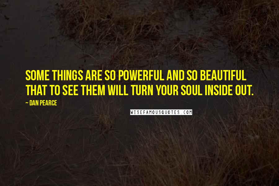 Dan Pearce Quotes: Some things are so powerful and so beautiful that to see them will turn your soul inside out.