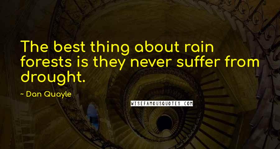 Dan Quayle Quotes: The best thing about rain forests is they never suffer from drought.