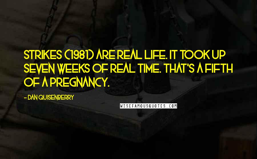 Dan Quisenberry Quotes: Strikes (1981) are real life. It took up seven weeks of real time. That's a fifth of a pregnancy.