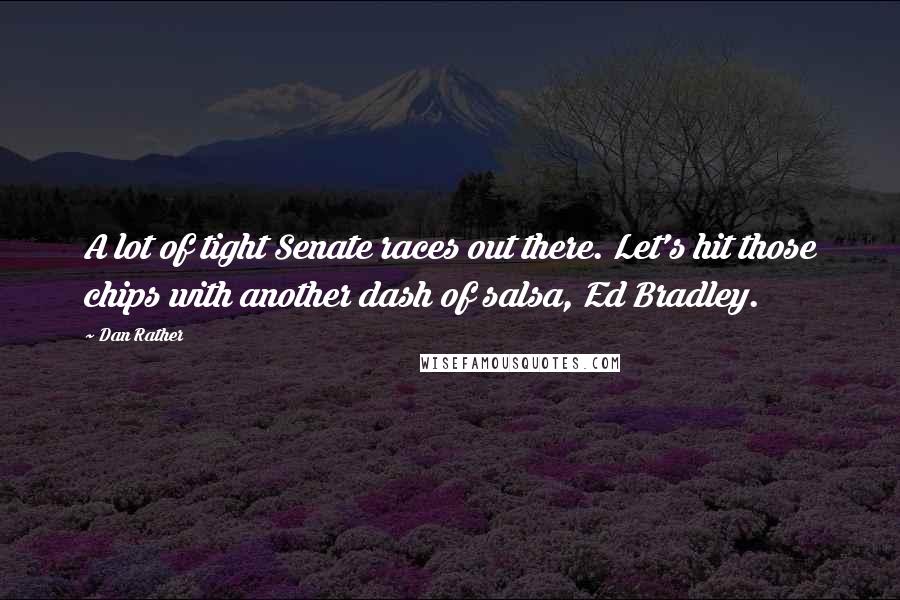 Dan Rather Quotes: A lot of tight Senate races out there. Let's hit those chips with another dash of salsa, Ed Bradley.