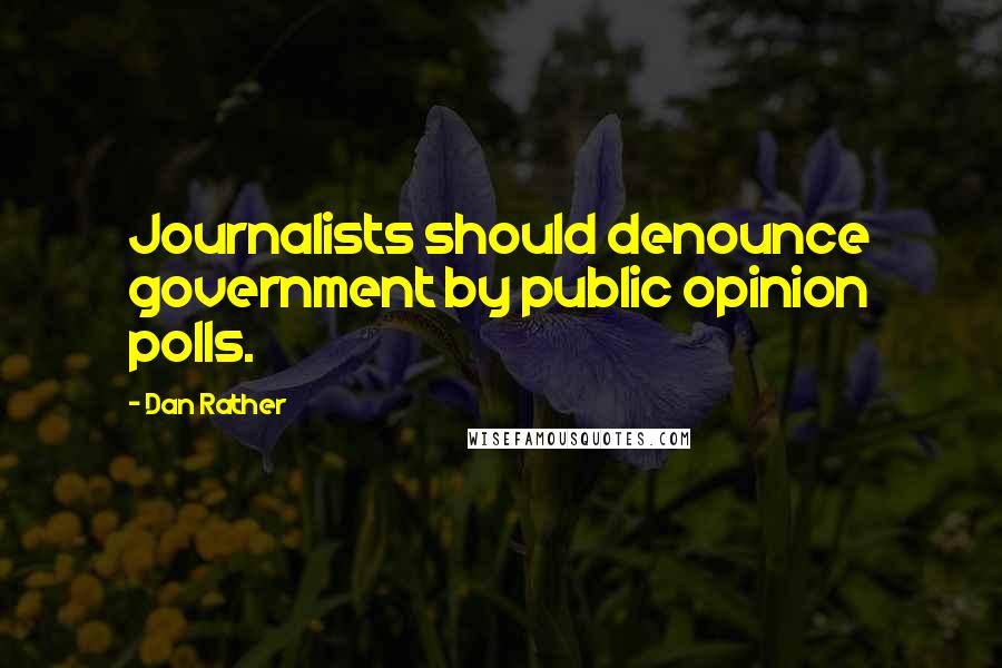 Dan Rather Quotes: Journalists should denounce government by public opinion polls.