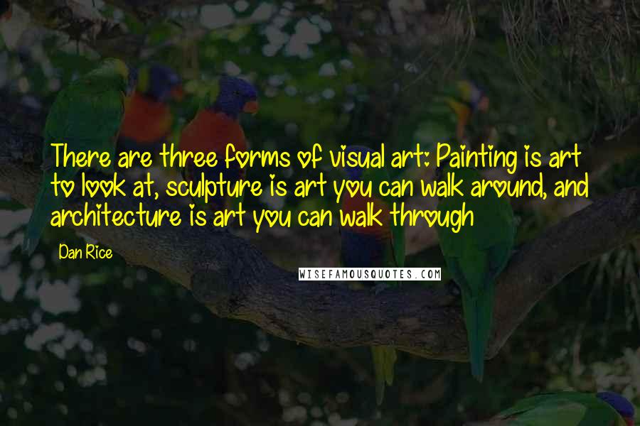 Dan Rice Quotes: There are three forms of visual art: Painting is art to look at, sculpture is art you can walk around, and architecture is art you can walk through