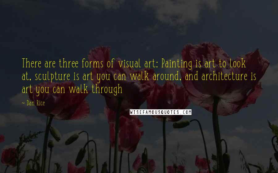 Dan Rice Quotes: There are three forms of visual art: Painting is art to look at, sculpture is art you can walk around, and architecture is art you can walk through