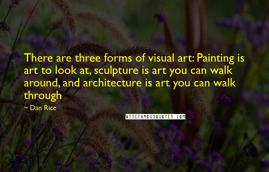 Dan Rice Quotes: There are three forms of visual art: Painting is art to look at, sculpture is art you can walk around, and architecture is art you can walk through