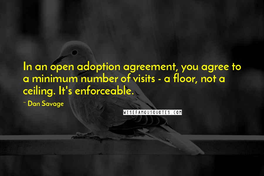 Dan Savage Quotes: In an open adoption agreement, you agree to a minimum number of visits - a floor, not a ceiling. It's enforceable.