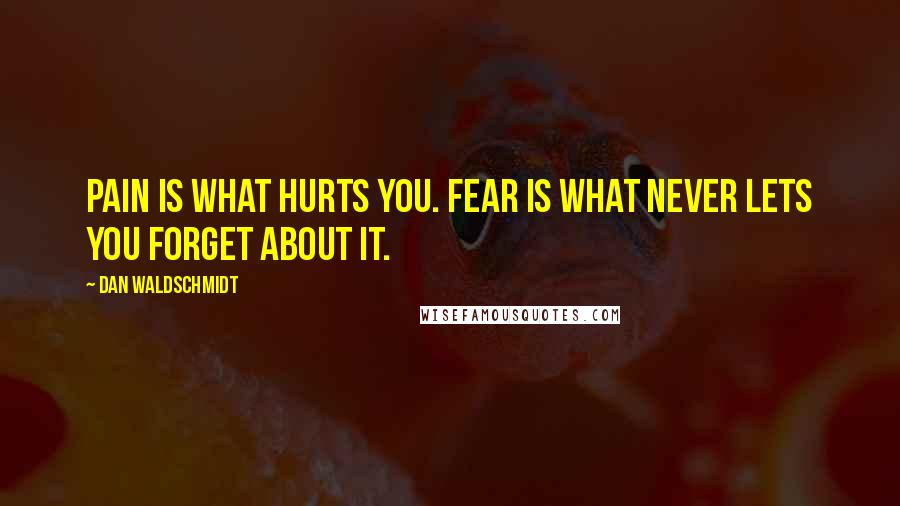 Dan Waldschmidt Quotes: Pain is what hurts you. Fear is what never lets you forget about it.