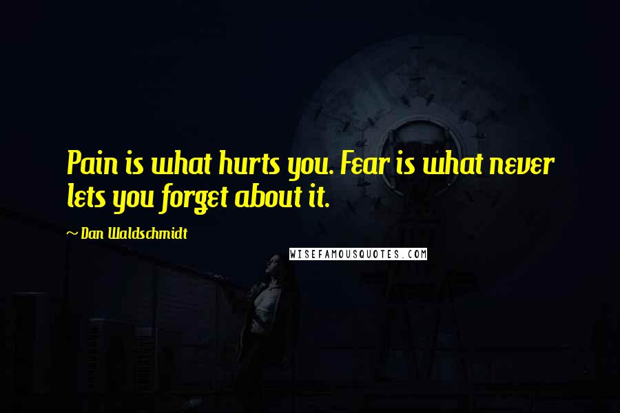 Dan Waldschmidt Quotes: Pain is what hurts you. Fear is what never lets you forget about it.