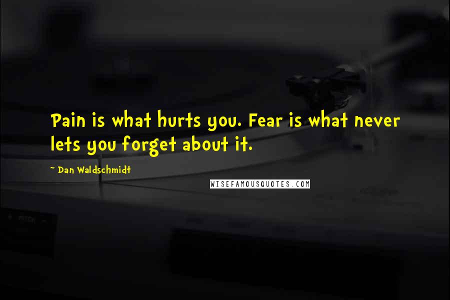 Dan Waldschmidt Quotes: Pain is what hurts you. Fear is what never lets you forget about it.