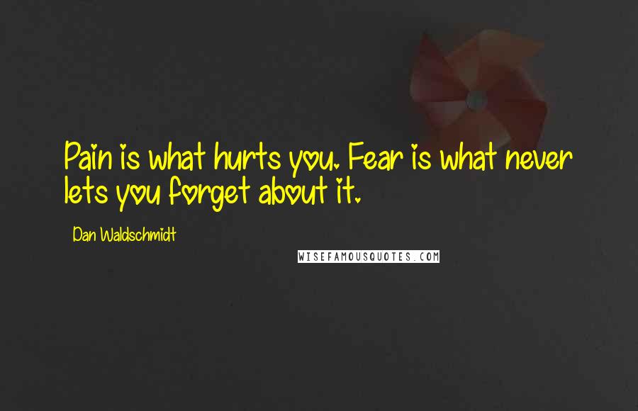 Dan Waldschmidt Quotes: Pain is what hurts you. Fear is what never lets you forget about it.