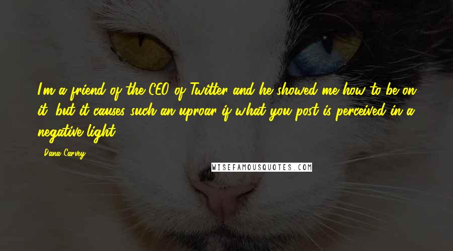 Dana Carvey Quotes: I'm a friend of the CEO of Twitter and he showed me how to be on it, but it causes such an uproar if what you post is perceived in a negative light.