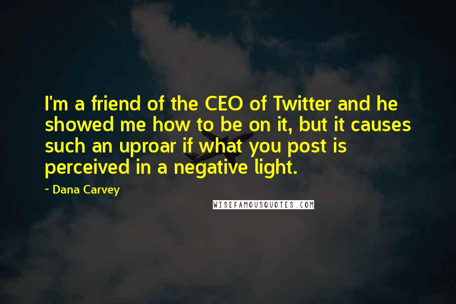 Dana Carvey Quotes: I'm a friend of the CEO of Twitter and he showed me how to be on it, but it causes such an uproar if what you post is perceived in a negative light.