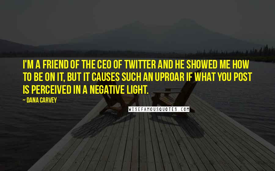Dana Carvey Quotes: I'm a friend of the CEO of Twitter and he showed me how to be on it, but it causes such an uproar if what you post is perceived in a negative light.