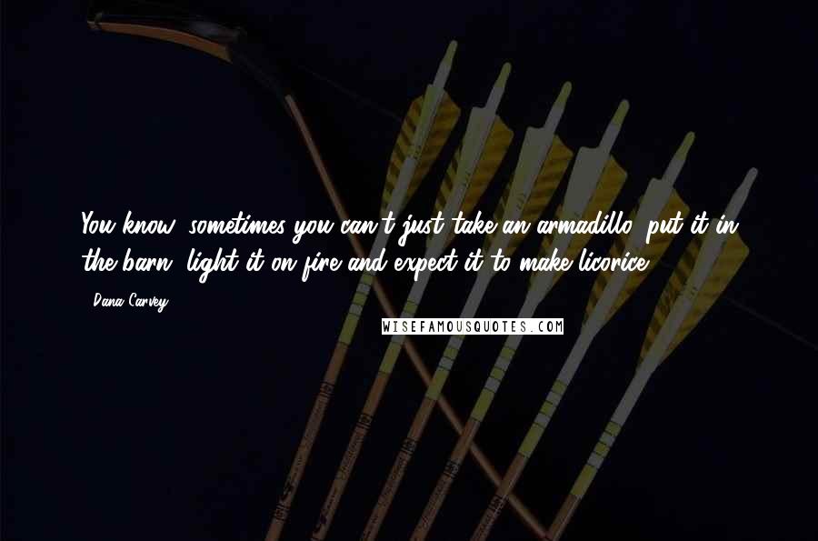 Dana Carvey Quotes: You know, sometimes you can't just take an armadillo, put it in the barn, light it on fire and expect it to make licorice.