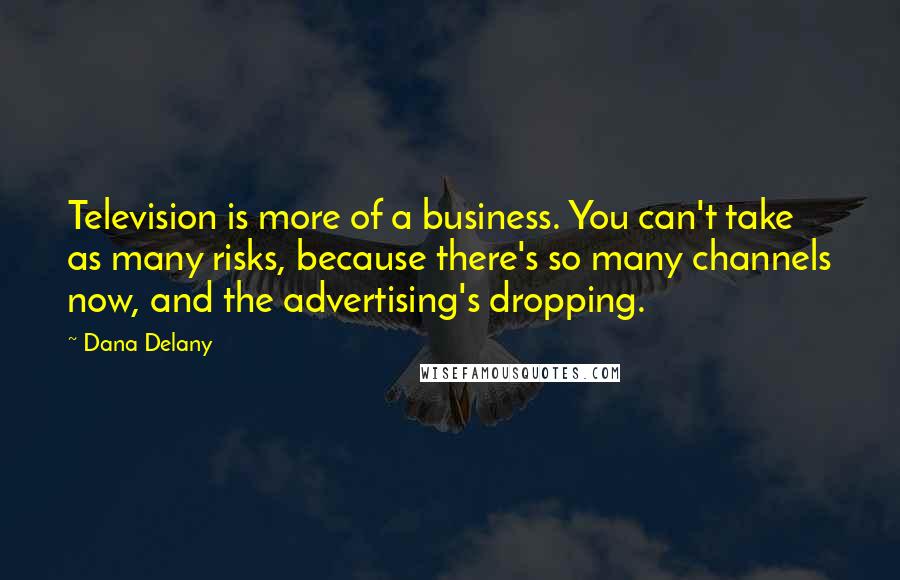 Dana Delany Quotes: Television is more of a business. You can't take as many risks, because there's so many channels now, and the advertising's dropping.