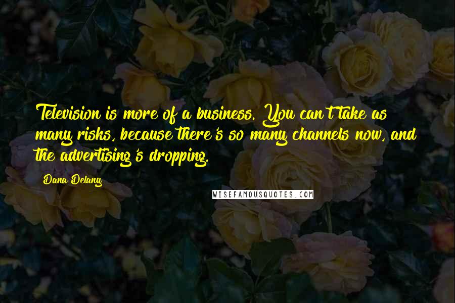 Dana Delany Quotes: Television is more of a business. You can't take as many risks, because there's so many channels now, and the advertising's dropping.