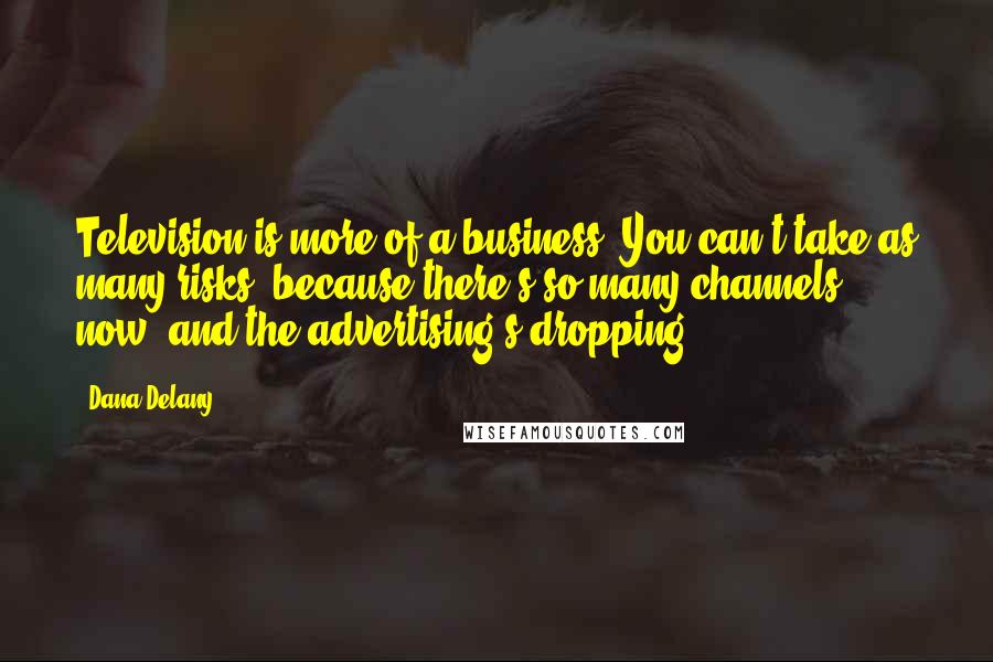 Dana Delany Quotes: Television is more of a business. You can't take as many risks, because there's so many channels now, and the advertising's dropping.
