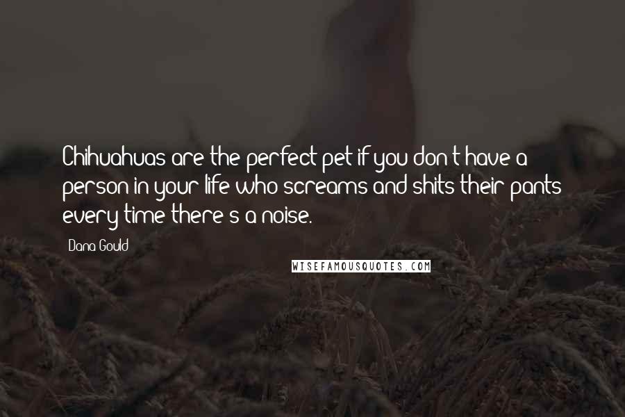 Dana Gould Quotes: Chihuahuas are the perfect pet if you don't have a person in your life who screams and shits their pants every time there's a noise.