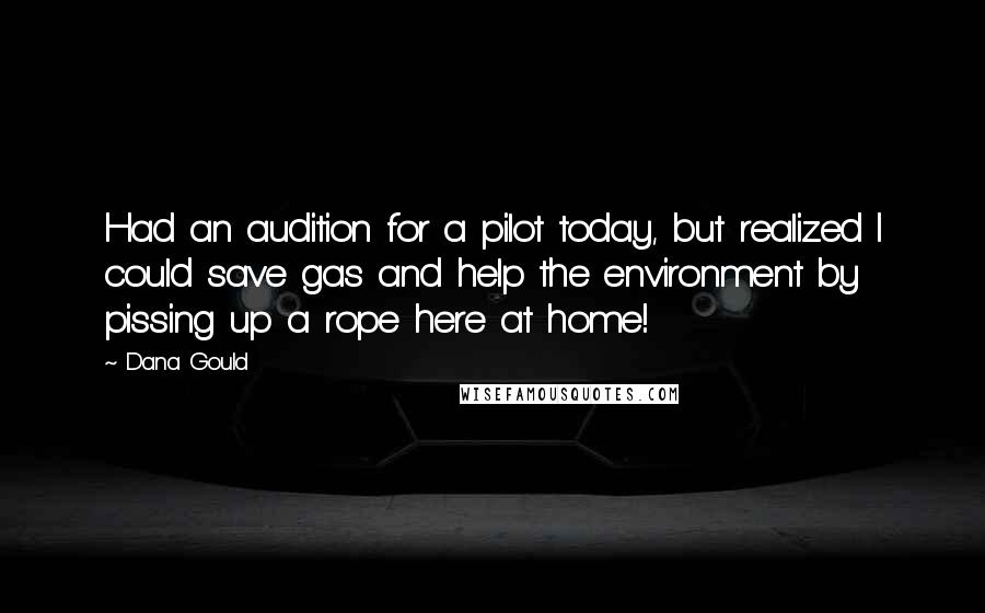 Dana Gould Quotes: Had an audition for a pilot today, but realized I could save gas and help the environment by pissing up a rope here at home!