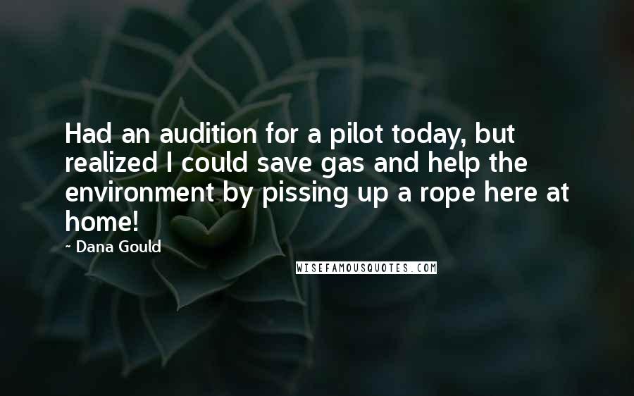 Dana Gould Quotes: Had an audition for a pilot today, but realized I could save gas and help the environment by pissing up a rope here at home!