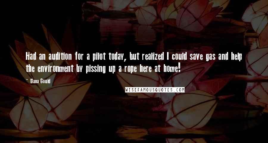 Dana Gould Quotes: Had an audition for a pilot today, but realized I could save gas and help the environment by pissing up a rope here at home!