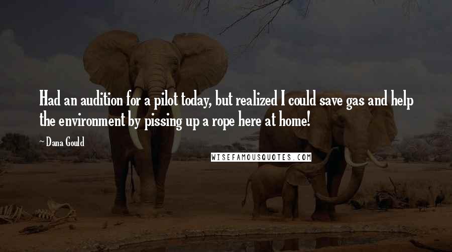 Dana Gould Quotes: Had an audition for a pilot today, but realized I could save gas and help the environment by pissing up a rope here at home!