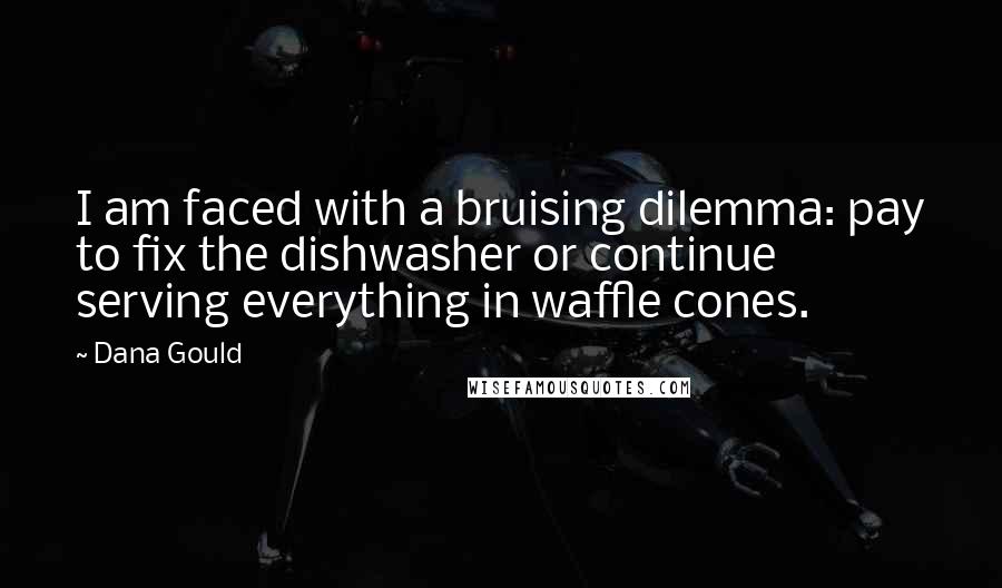 Dana Gould Quotes: I am faced with a bruising dilemma: pay to fix the dishwasher or continue serving everything in waffle cones.