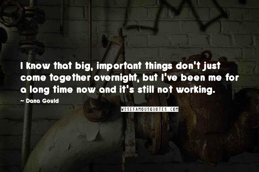 Dana Gould Quotes: I know that big, important things don't just come together overnight, but I've been me for a long time now and it's still not working.