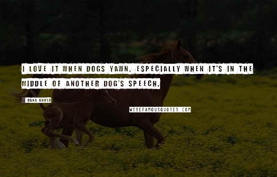 Dana Gould Quotes: I love it when dogs yawn. Especially when it's in the middle of another dog's speech.