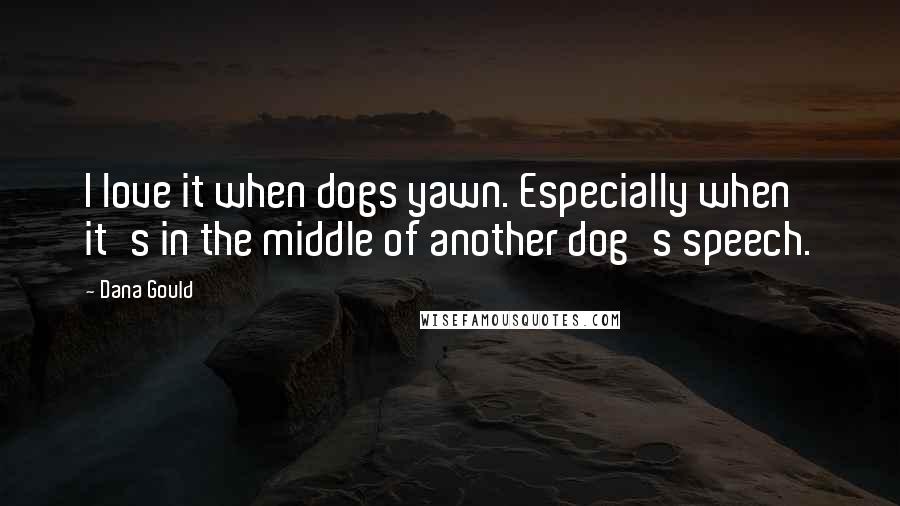Dana Gould Quotes: I love it when dogs yawn. Especially when it's in the middle of another dog's speech.