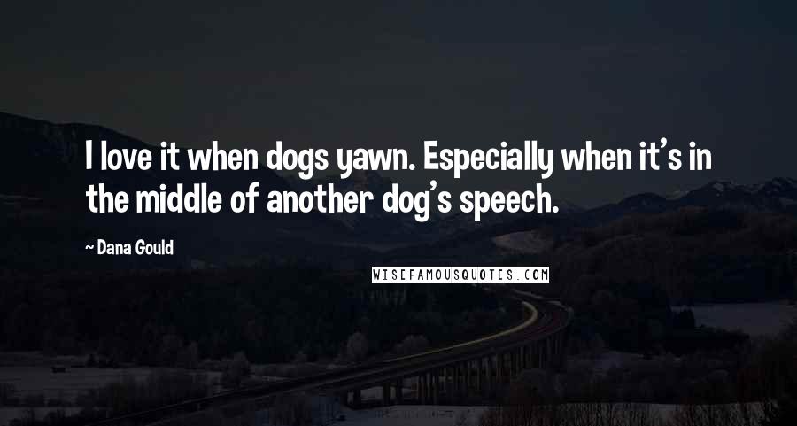 Dana Gould Quotes: I love it when dogs yawn. Especially when it's in the middle of another dog's speech.