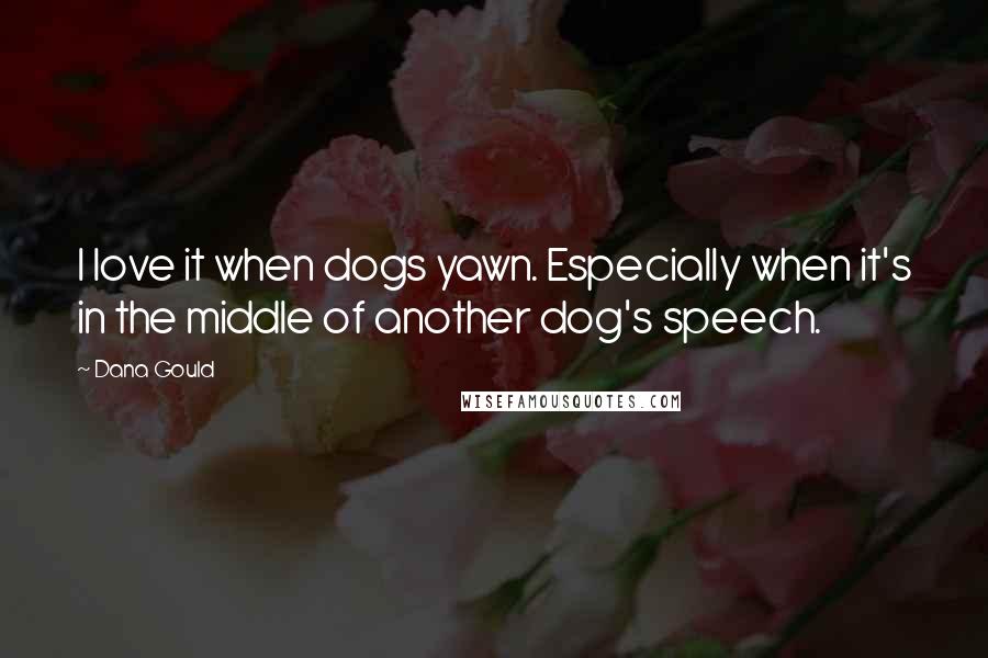 Dana Gould Quotes: I love it when dogs yawn. Especially when it's in the middle of another dog's speech.