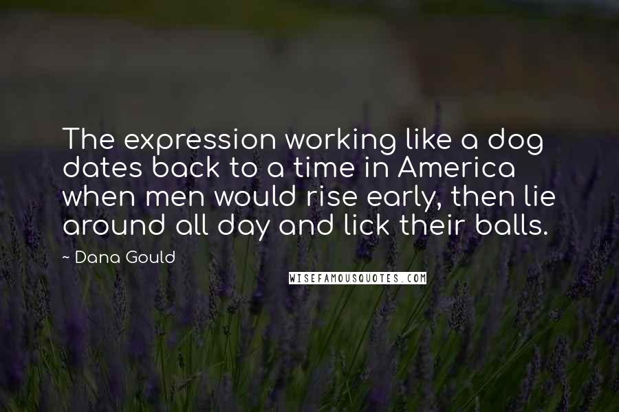 Dana Gould Quotes: The expression working like a dog dates back to a time in America when men would rise early, then lie around all day and lick their balls.