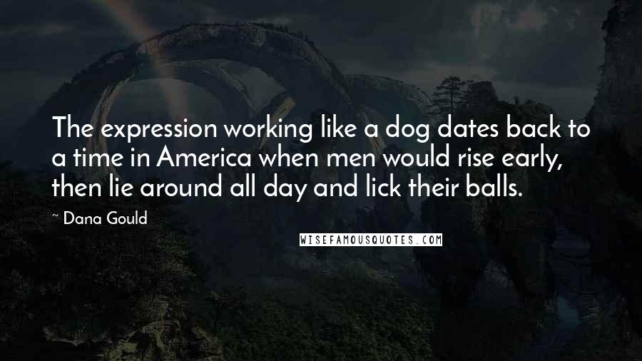 Dana Gould Quotes: The expression working like a dog dates back to a time in America when men would rise early, then lie around all day and lick their balls.