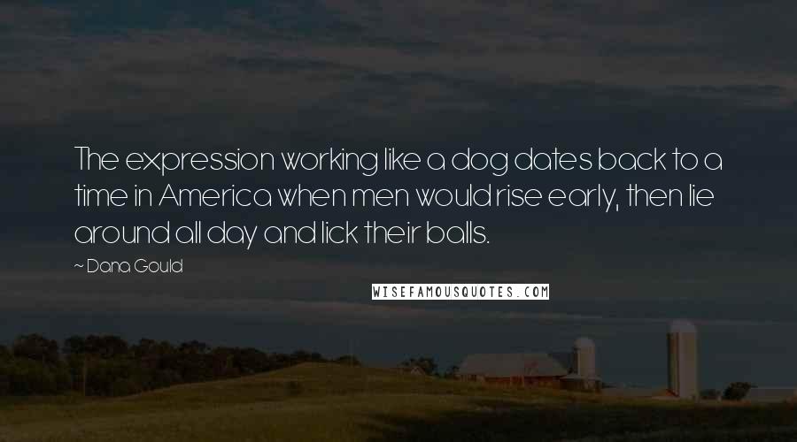 Dana Gould Quotes: The expression working like a dog dates back to a time in America when men would rise early, then lie around all day and lick their balls.